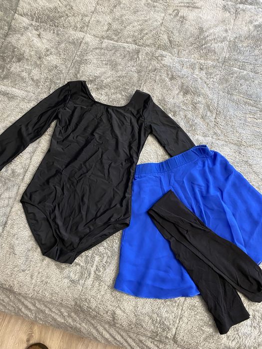 Nowe body z lycry do tańca 152 ze spodniczka i rajstopami (uzywane bdb