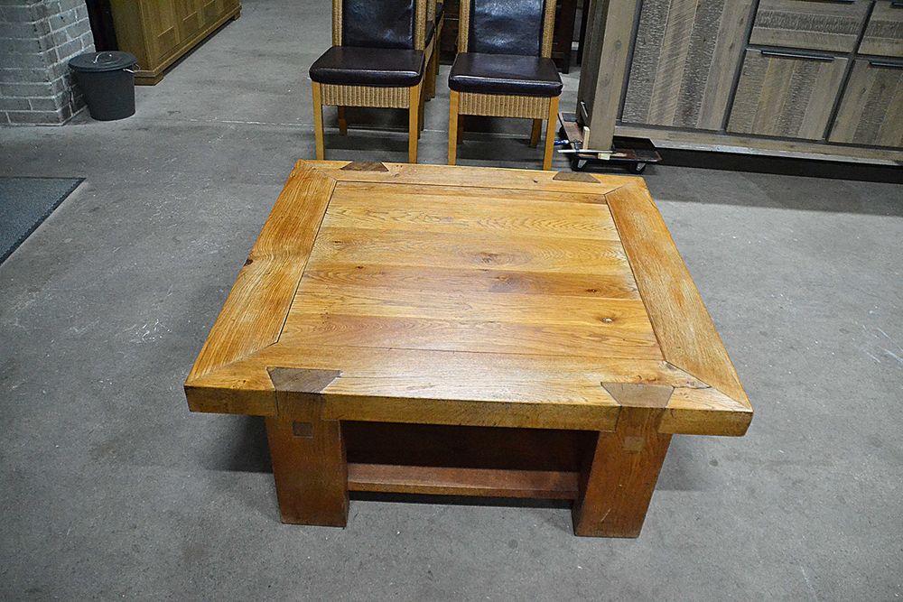 Stolik kawowy dębowy, ława, duży masywny 110x110 cm lite drewno. Raty