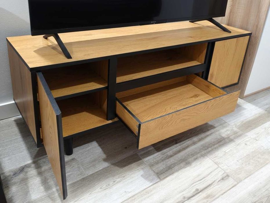 Móvel TV 120cm – Carvalho/Preto