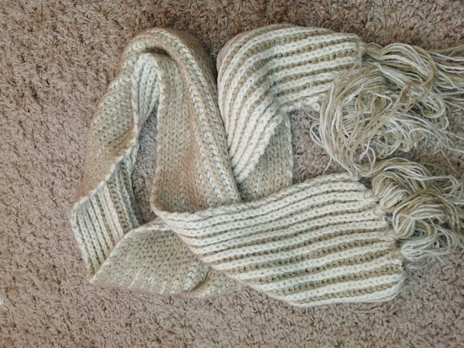 Damski gruby zimowy szalik szal z fredzlami