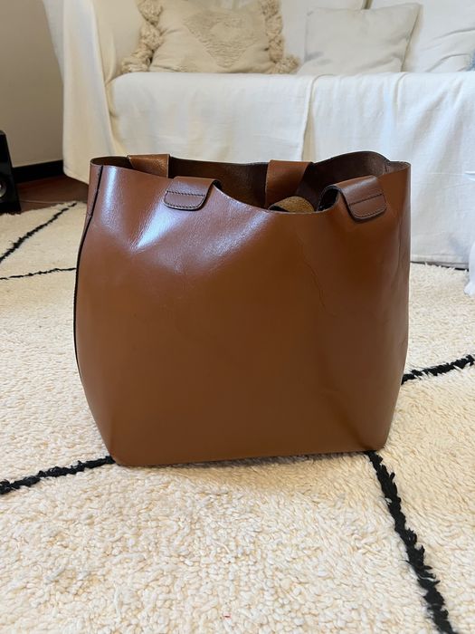 Shopper Zara skórzana torba ze skóry naturalnej