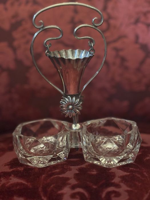 Especieiro e paliteiro em prata portuguesa contraste javali