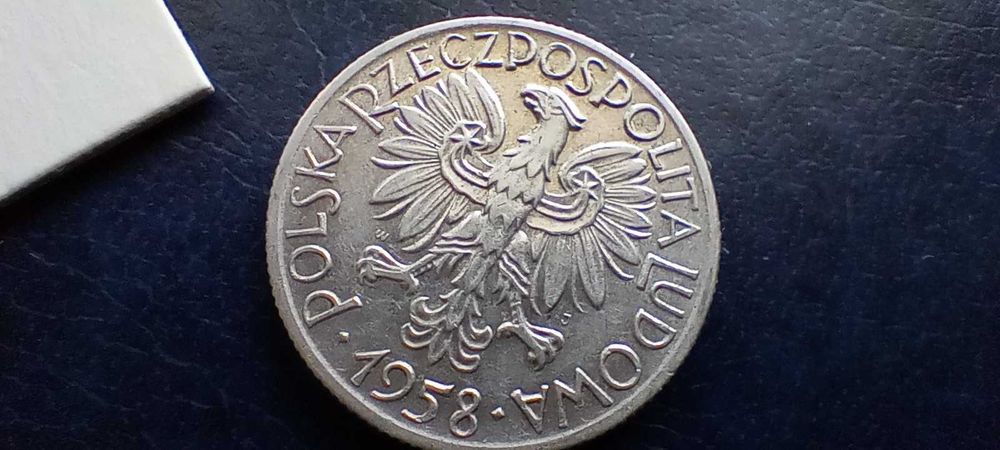 Stare monety Medal 5 zł 1958 Rybak PRL rzadka Piękna