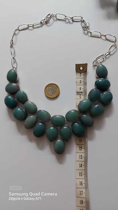 Duzy naszyjnik indyjski, doskonaly na sweter, kamienie szklo i mineral
