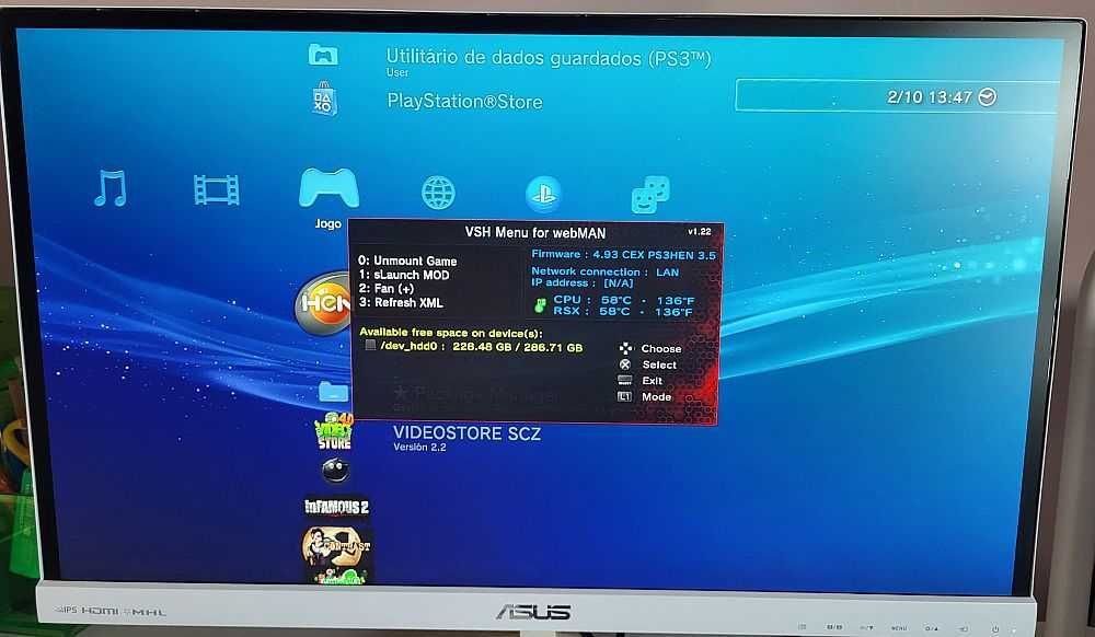 PS3 Super Slim 320 GB com Hen
