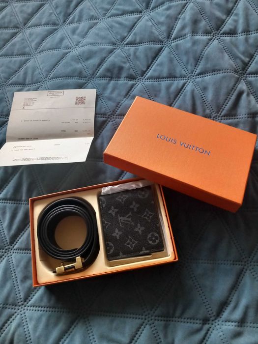 Conjunto Louis Vuitton – Cinto (115 cm) + Carteira Monogram Eclipse