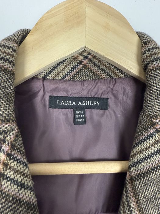 Laura Ashley żakiet w kratę z wełną Wool Blazer vintage retro 42
