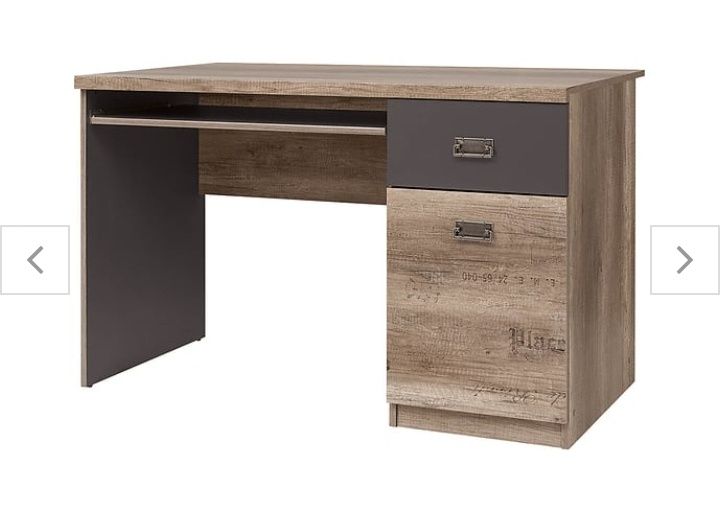 Biurko Malcolm 120 cm z drzwiami i szufladą dąb canyon monument