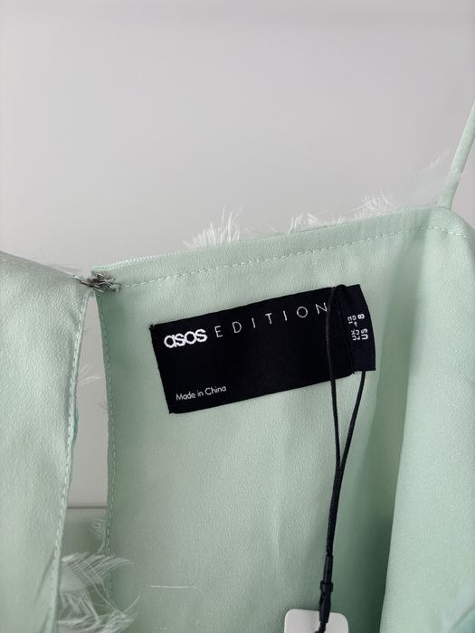 ASOS Miętowy Crop Top z Tkaniny 3D i Cekinów nowy z metka  L