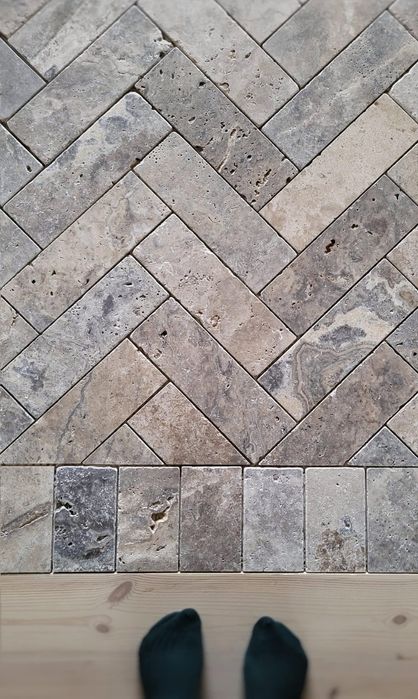 Trawertyn Ash Mix cegiełka 15 x 7.5 cm