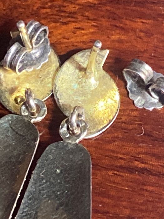 Brincos 5,5 cm Prata Dourada Ouro Portuguesa contrastada 835 Antigos