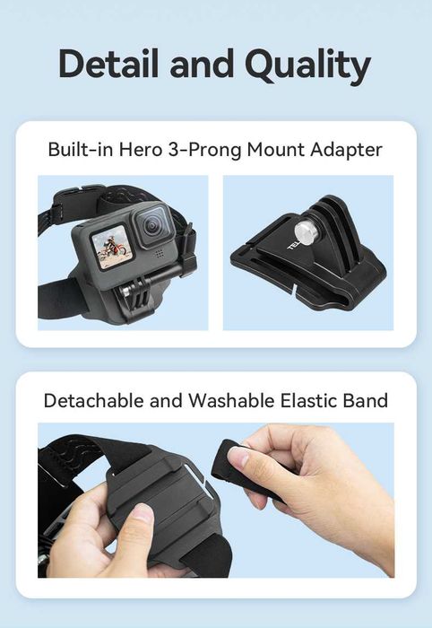 TELESIN uchwyt opaska na głowę klips do czapki dla Gopro DJI Insta