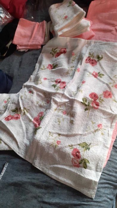 Conjutno toalhas vintage carré azul antigo novo