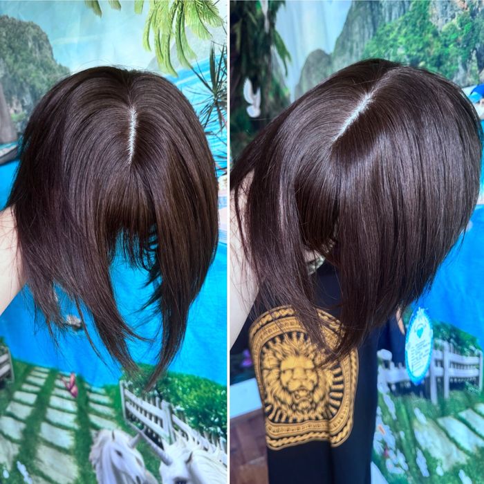 Натуральный парик кожа шёлк славянка русые волосы боб каре с чёлкой