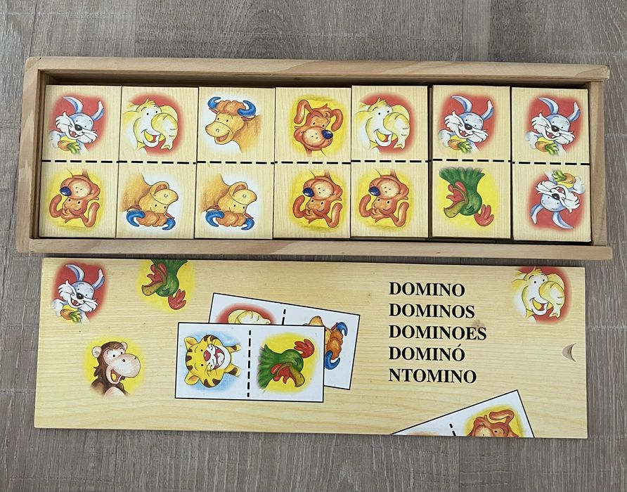 Dominó animais - madeira - 28 peças