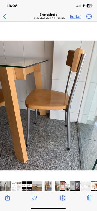 Mesa em vidro com 4 cadeiras