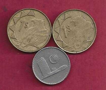 MOEDAS DE Namibia e Malasia  ANTIGAS 3 Moedas diversas