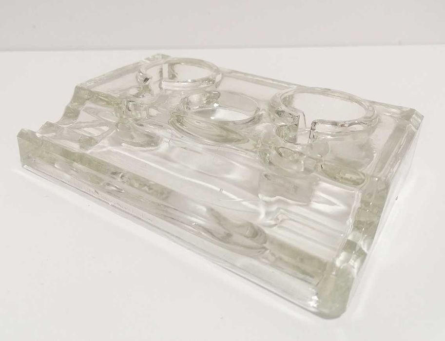 Base/Tinteiro em Vidro Vintage para Secretária