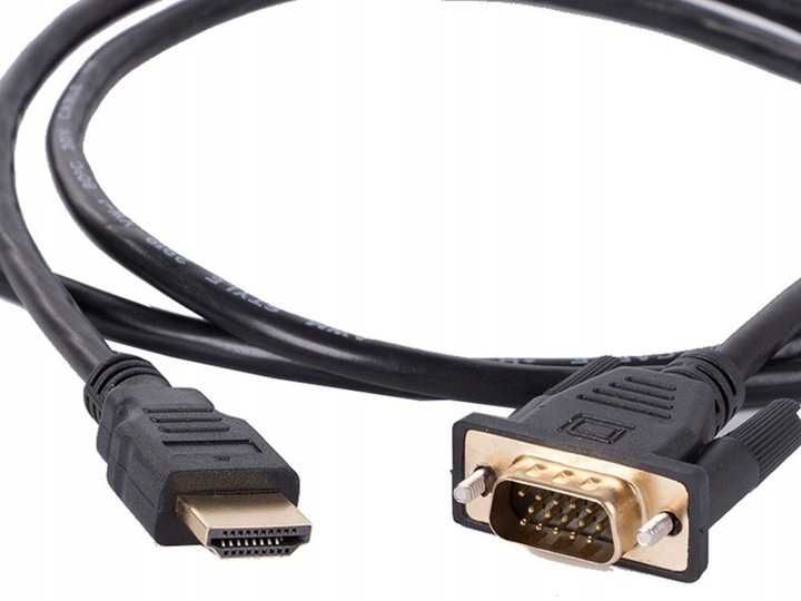 KABEL VGA - HDMI 2M GOLD FULL HD D-SUB PRZEWÓD nowy zapakowany starowa