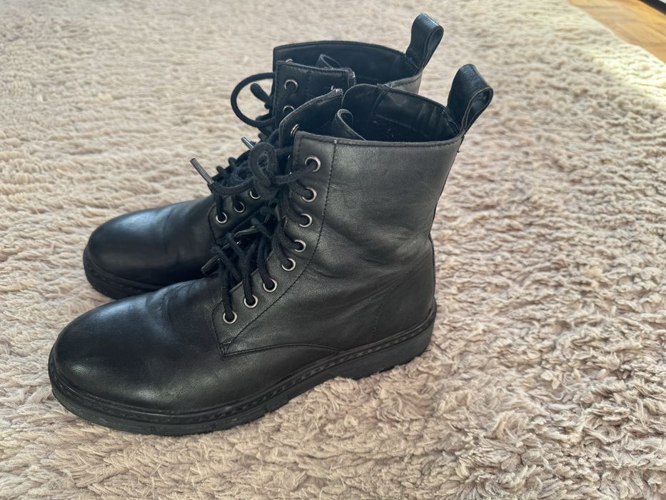 Glany buty zimowe za kostkę damskie czarne roz.37