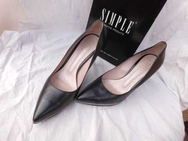 Simple skórzane szpilki platforma złote obcasy 39