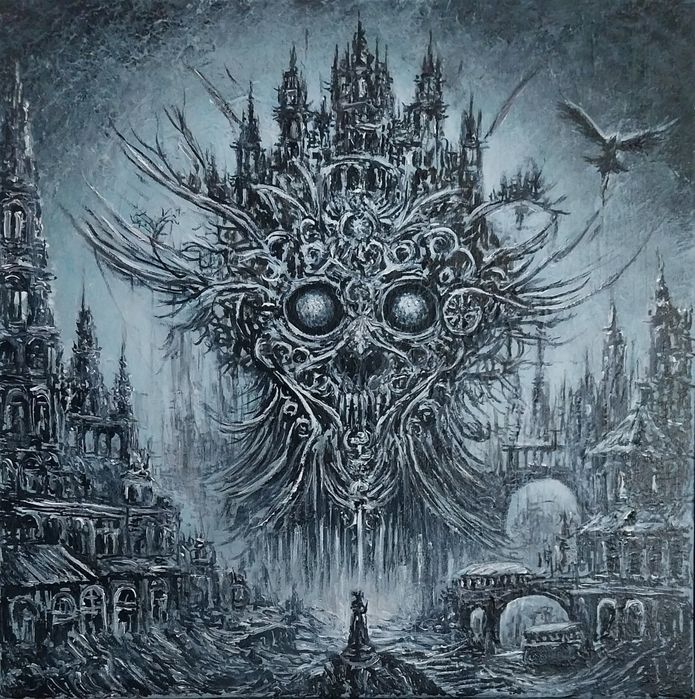 Abstrakcja Babilon 50x50 apokalipsa obraz malowany