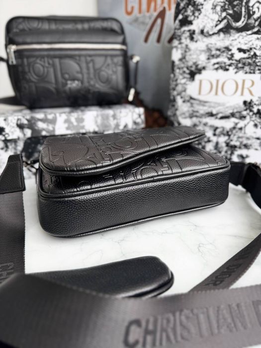 Чоловіча сумка Christian Dior Trio Saddle, мужская сумка диор, шкіра