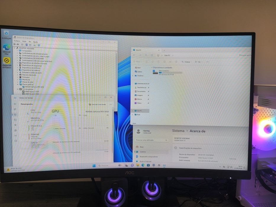 Pc R5 5050RTX + Ecrã + Periféricos 3x Sem Juros