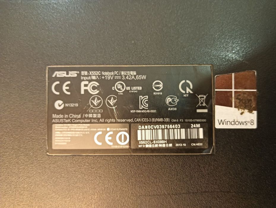 Portátil ASUS X552C 2013