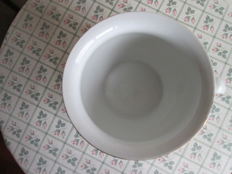 Penico Antigo Vista Alegre - Pintado - Flores Vermelhas e Fio Dourado