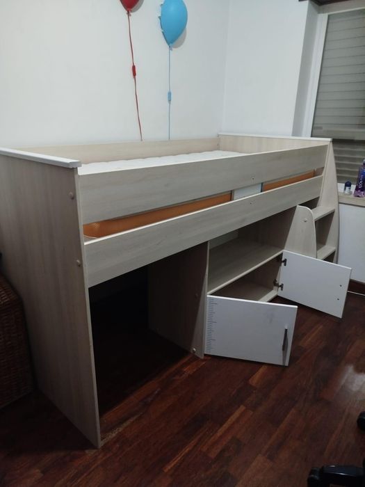 Cama de criança 90x190 cm com estrato e colchão