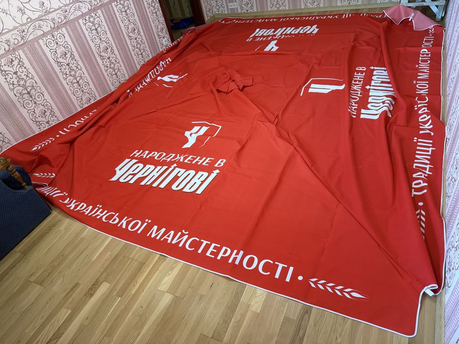 Новый тент для уличного троссового зонта 4x4 метра