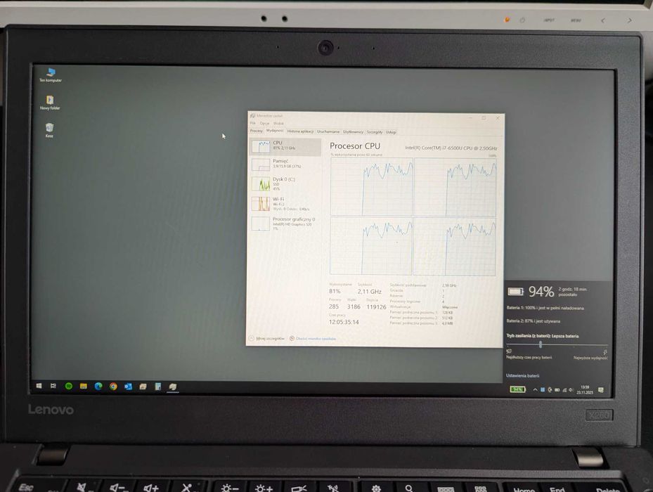 Lenovo Thinkpad X260 i7 16Gb + zasilacz + stacja + oryg. torba