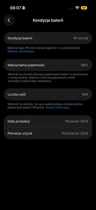 iPhone 16 pro 126gb 89% kondycji baterii