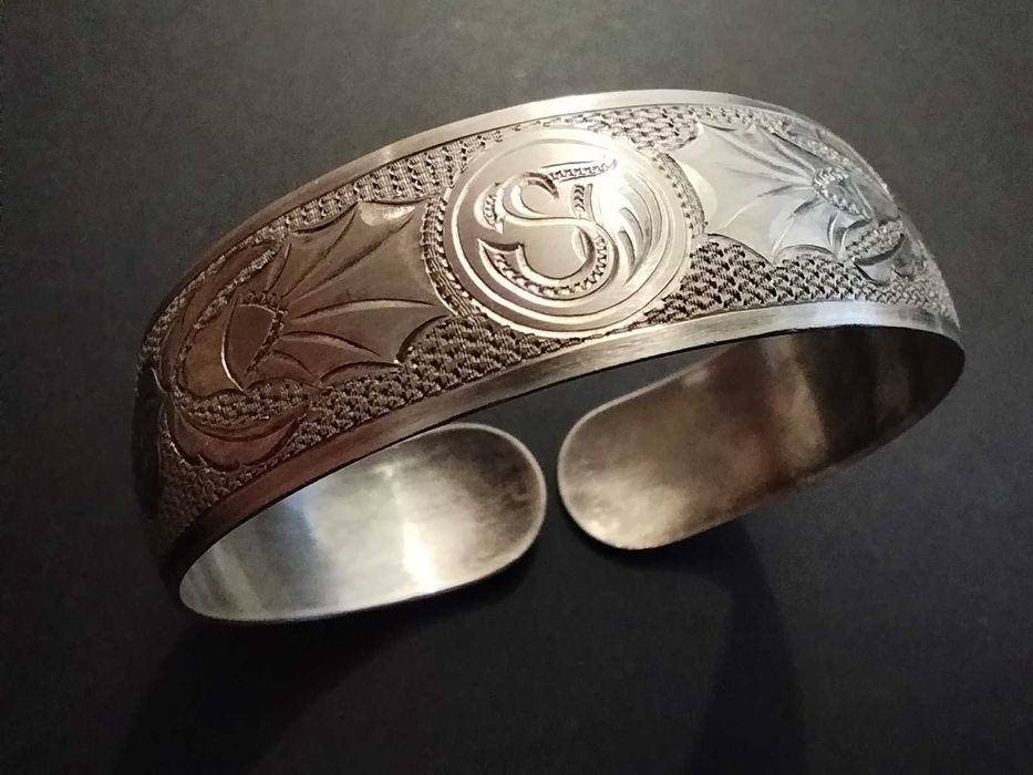 SREBRNA szeroka bransoleta vintage 18 cm damska waga 19,50 gr.