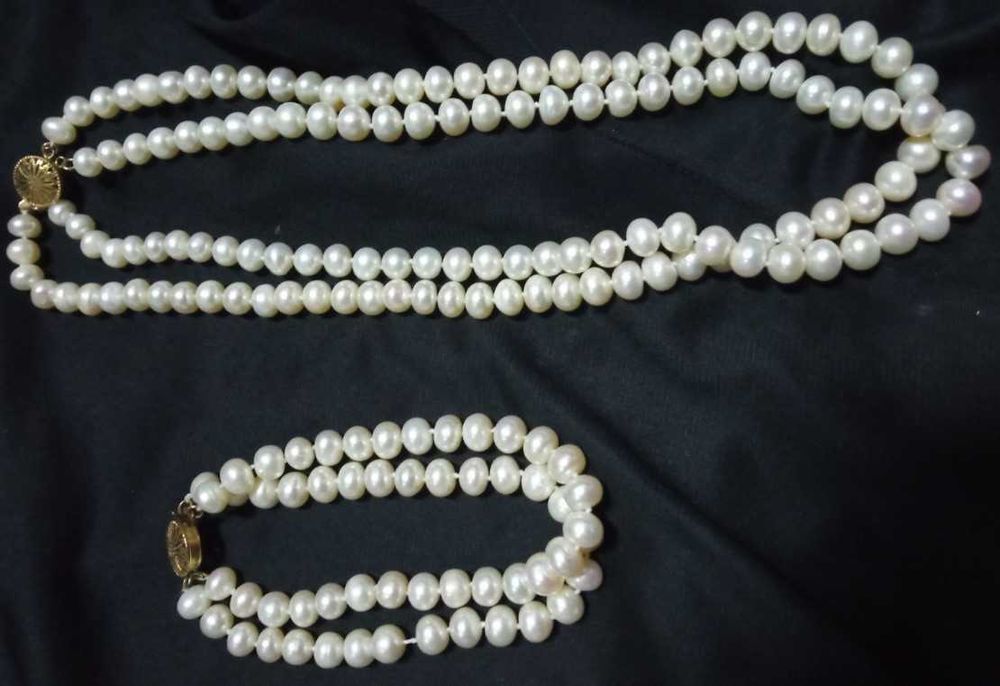Жемчуг натуральный  , Жемчужное ожерелье, колье , бусы+ браслет