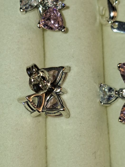 Conjunto Lacinho rosa prateado
