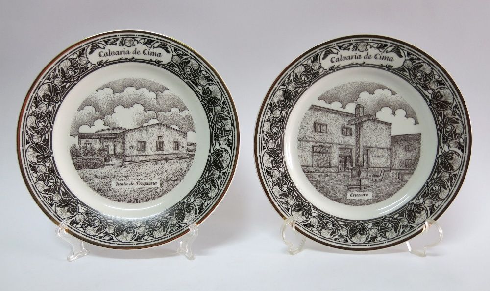 Calvaria de Cima - Coleção de 4 pratos pirogravados a ouro