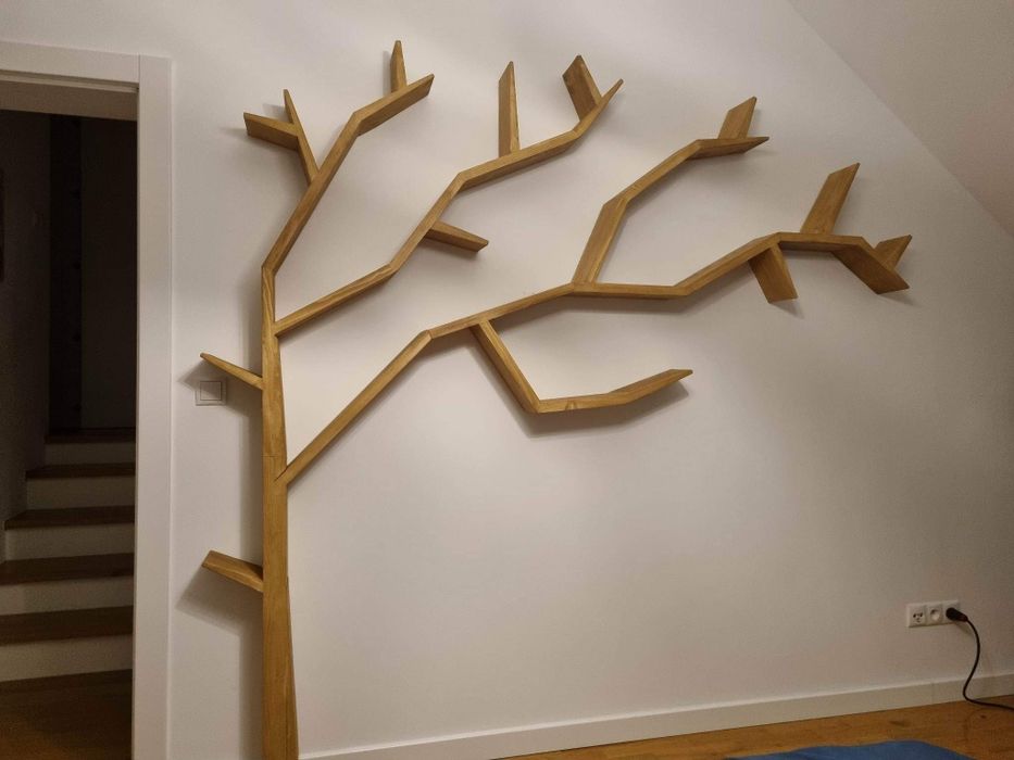 Półka na książki regał z drzewa z drewna