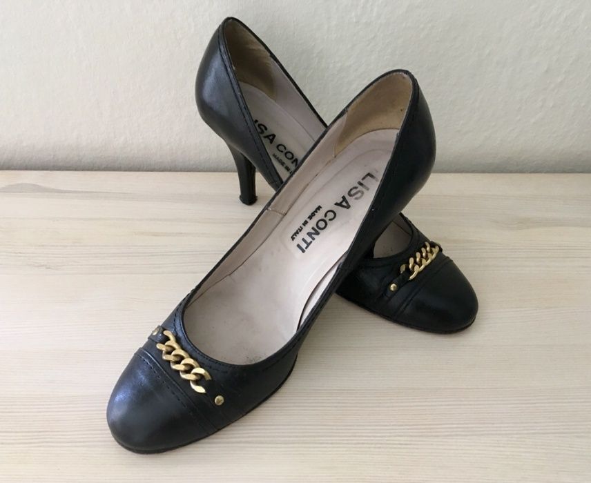 Skórzane czółenka szpilki Lisa Conti 37