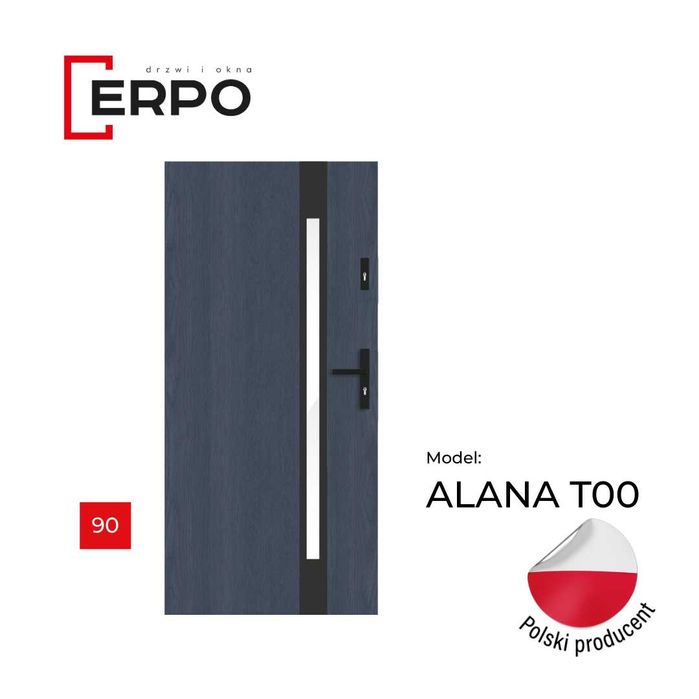 CIEPŁE zewnętrzne 72 mm drzwi 90 lewe antracyt drewnopodobny TERMO