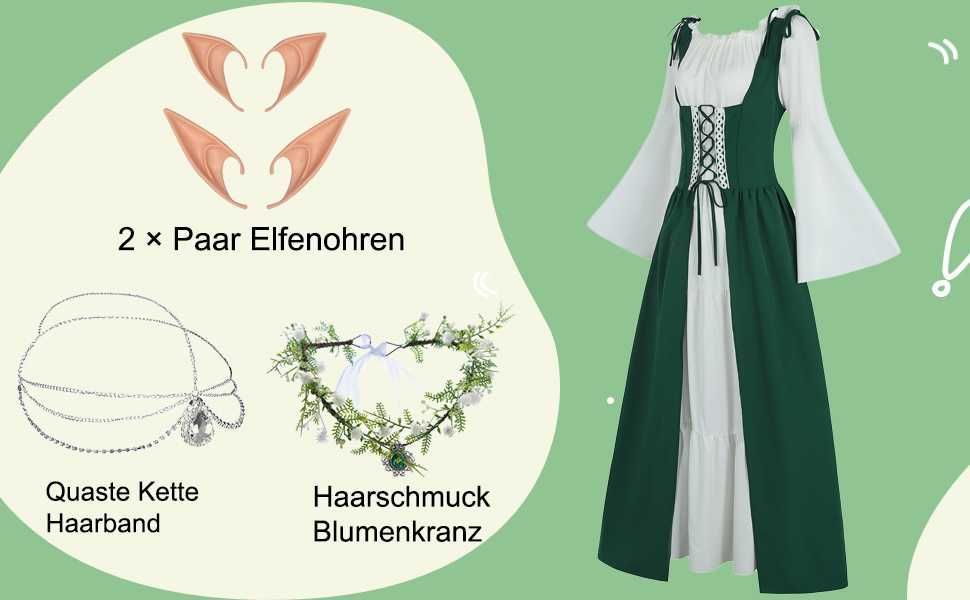 Sukienka wiktoriańska Cosplay strój przebranie kostium elfa XL