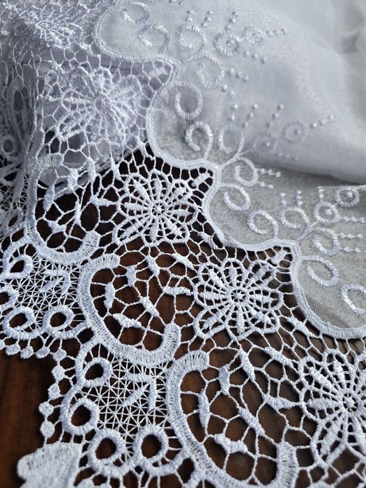 firanki z metra MARKIZETA biała+3 rz.GIPIURY,wys 280 cm PROMOCJA,OKAZJ