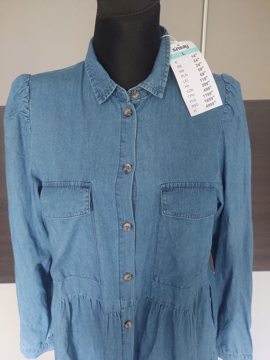 Nowa niebieska sukienka babydoll jeansowa SinSay 40/L