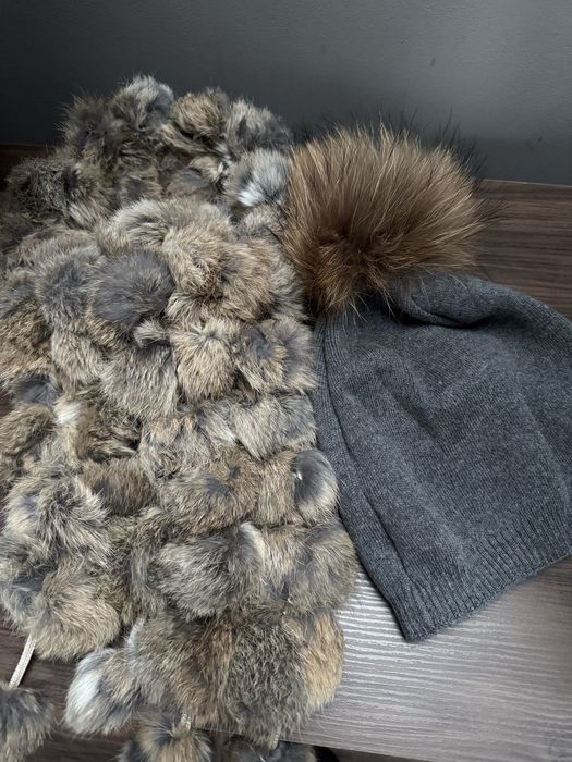 Komplet na prezent naturalne futro czapka + szalik Gatta