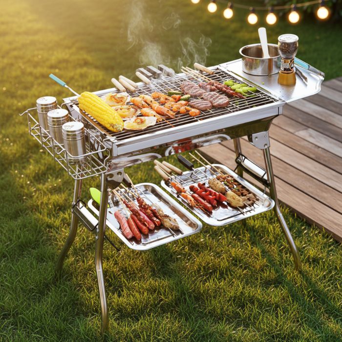 Składany grill ze stali nierdzewnej turystyczny przenośny lekki