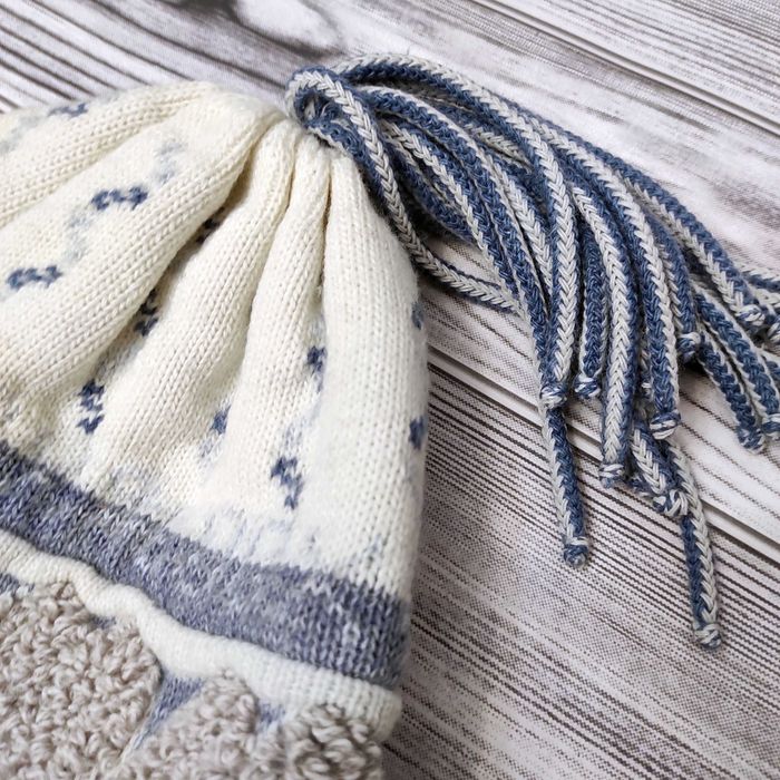 Шапка вовняна тепла подвійна р.52-58 з китичками Antex вовна акрил