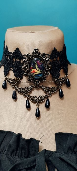 Naszyjnik typu choker ręcznie malowany