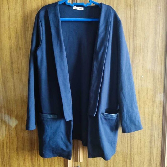 Кардиган, піджак на дівчину підлітка зріст 128-134см синій бавовна