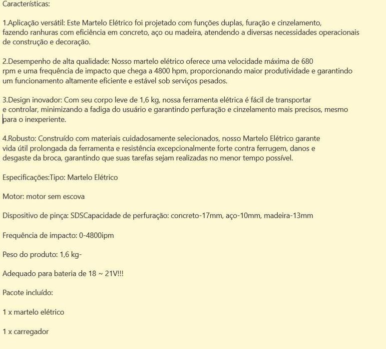 D72- Martelo berbequim a bateria para Makita, com ou sem bateria